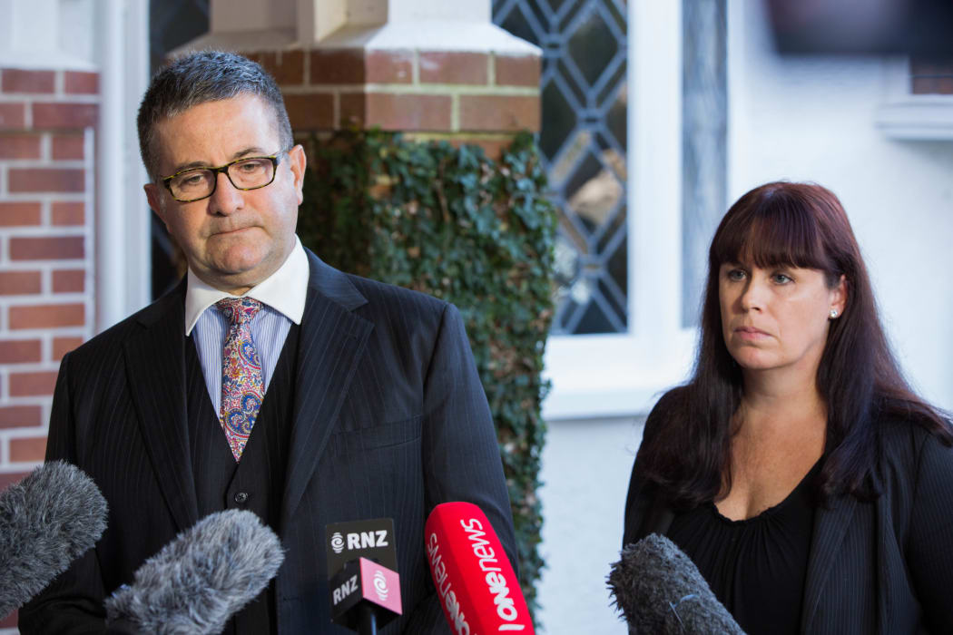 Members of Teina Pora's legal team - Jonathan Krebs, left, and Ingrid Squire - speak to reporters on 15 June 2016.