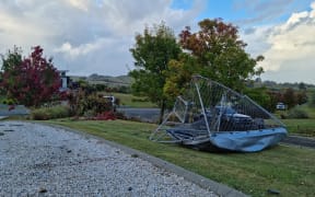 Damage to Kenny and Maree Cripps' house in Petra Way, Tasman.