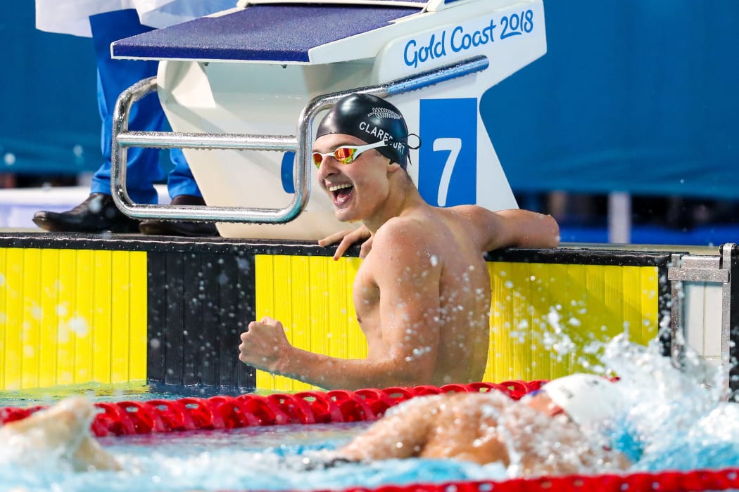 Commonwealth Games - Swimming - Optus Aquatics Centre, Gold Coast, Australia - Lewis Clareburt of New Zealand wins Bronze in the Men's 400m Individual Medley Final. 6 April 2018. Picture by Alex Whitehead / www.photosport.nz