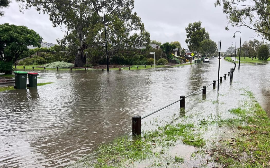 An inundated street in Victoria, Australia after heavy rain caused flooding on 8 January, 2024.