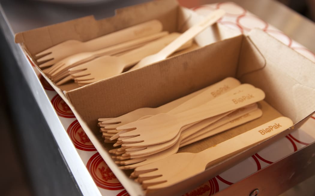 Biodegradable forks at The Kebab Shop.