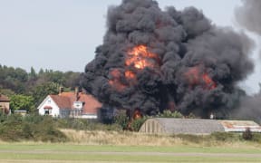 A Hawker Hunter jet crashed into several vehicles below and exploded on August 22, 2015.