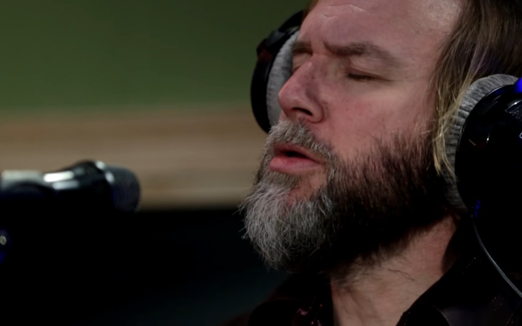Musician SJD (Sean Donnelly) performing in the RNZ studio.