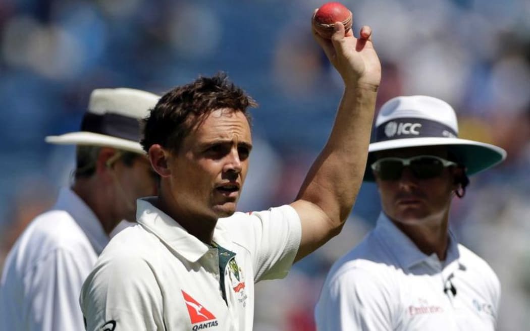 Steve O'Keefe during the test win over India at Pune.