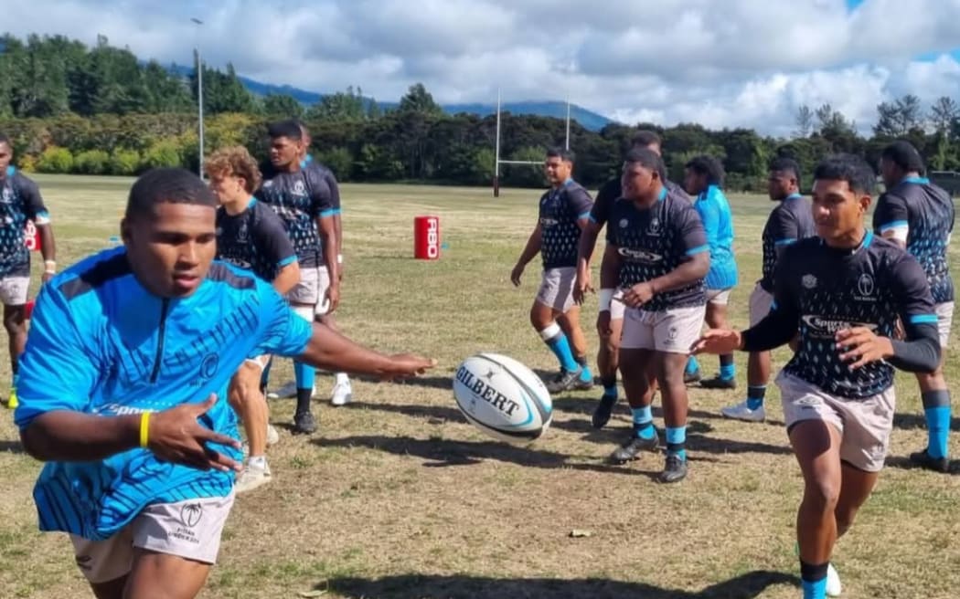 Fiji under 20 players training in Taupō ahead of their match against the Hurricanes under 20.