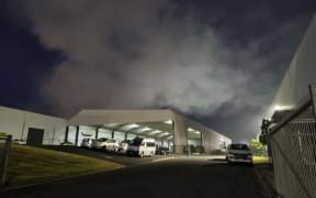 Smoke billowing from a fire at a rubbish and recycling plant in Auckland on 8 February, 2024.