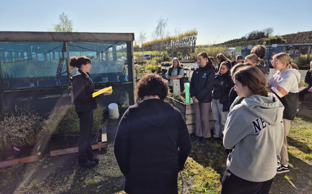Rachel Scalan from Akura Nursery in Masterton, helps enlighten students on further career opportunities in ag and horticulture.