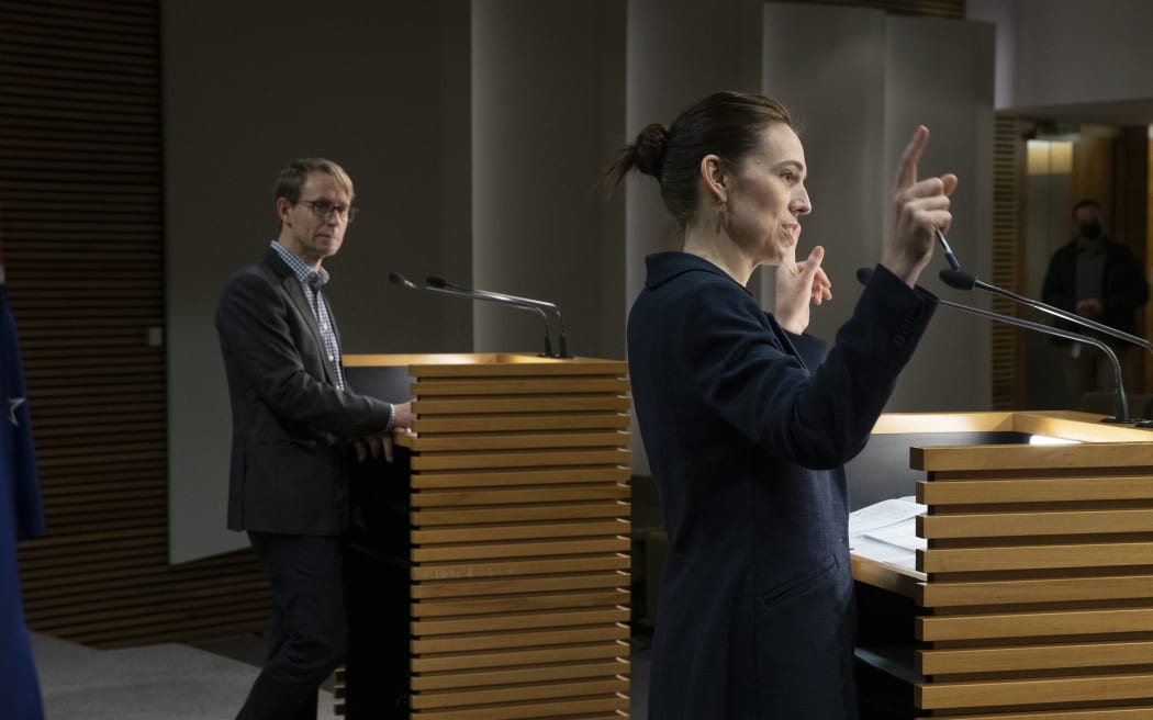 POOL -  Prime Minister Jacinda Arder during the Covid-19 response and vaccine update with director general of health Dr Ashley Bloomfield at Parliament, Wellington, on day 12 of the alert level 4 lockdown.  29 August, 2021  NZ Herald photograph by Mark Mitchell