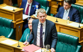The Leader of the House Chris Hipkins makes a point of order in the debating chamber