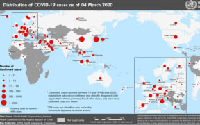 Countries, territories or areas with reported confirmed cases of COVID-19 as of 4 March.