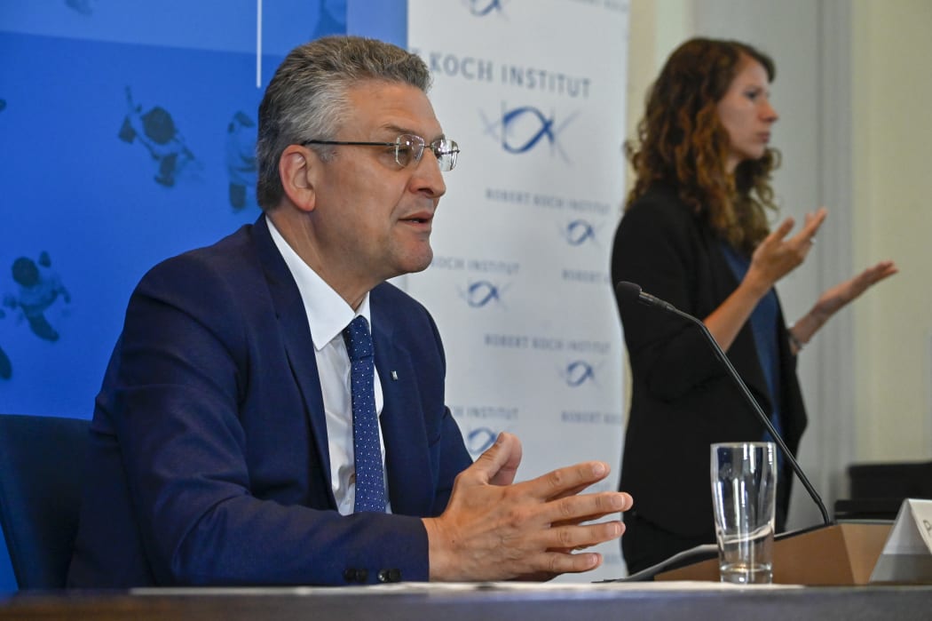 Lothar Wieler, head of Germany's public health agency the Robert Koch Institute, addresses a news conference on the Covid-19 situation in Germany.