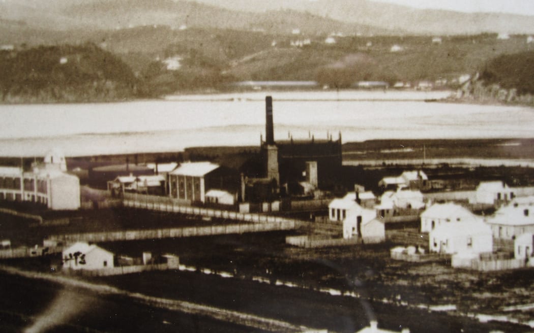 Dunedin Gasworks in a photo taken  about 1880.