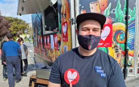Anton Matthews was offering free fish and chips to anyone who got a Covid-19 vaccine at Ngā Hau E Whā Marae in Christchurch today.