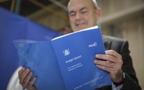 Finance Minister Steven Joyce at Printlink for the printing of the 2017 Budget.