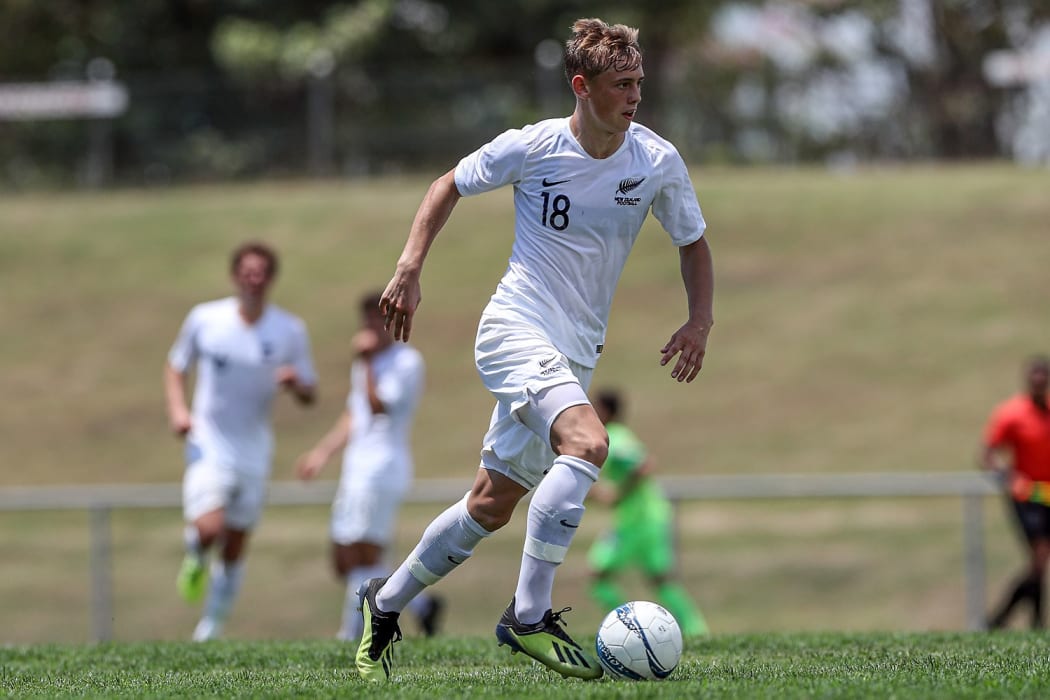 New Zealand's Ben Waine on the ball. OFC Men's Olympic Qualifier 2019.