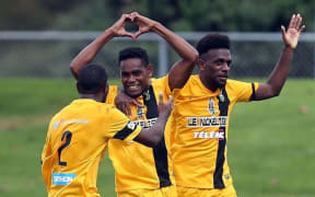 Magenta's Georges Bearune (c) has been in fine goal scoring form during the OFC Champions League.