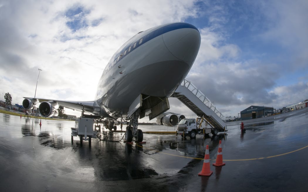 On the rain-soaked ramp at its deployment base at Christchurch International Airport, New Zealand. NASA's SOFIA flying observatory is ready for a mission to study Southern Hemisphere celestial objects.