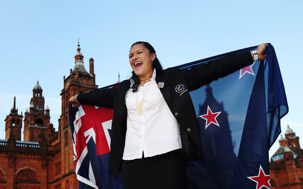 Valerie Adams, the New Zealand Flag Bearer for the 2014 Glasgow Commonwealth Games.