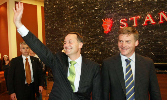 Bill English and John Key after the National Party won the 2008 election.