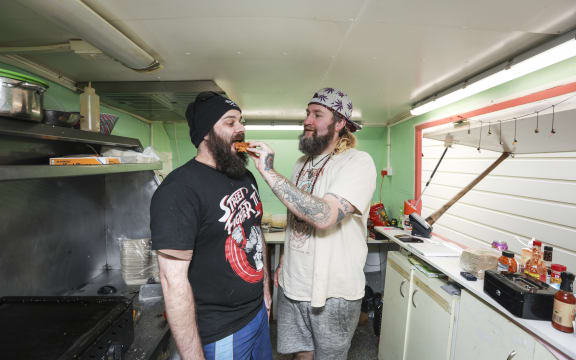 Simon Lyons and Scott McLeod owners of Plant Blazed vegan takeout in Wellington.