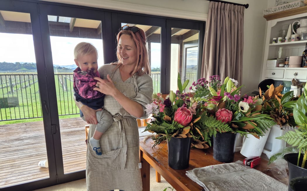 Kate Briant, The Rural Florist, with daughter Emily at home near Gisborne.