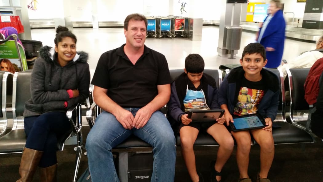 Ann-Marie and her family were delayed at Auckland Airport because of the fog.