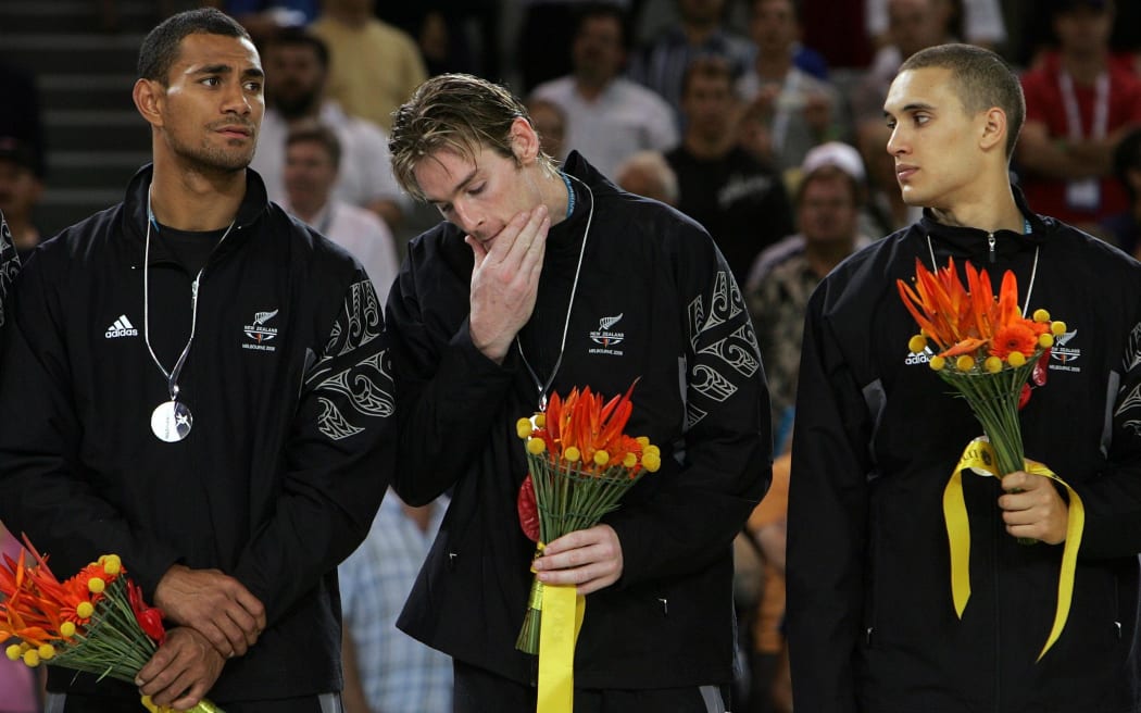 Mika Vukona, Dillon Boucher and Lindsay Tait on the podium at the 2006 Commonwealth Games.