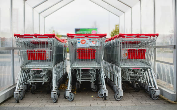 Shopping trollies at a supermarket.