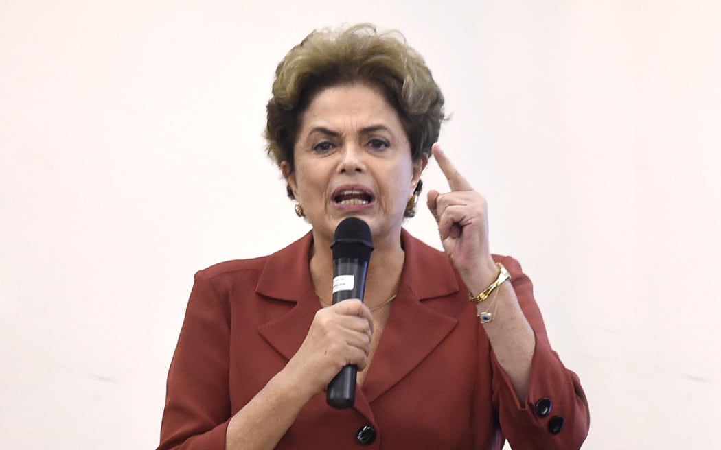 Brazilian suspended President Dilma Rousseff participates in the 5th Meeting of bloggers and digital activists at the Othon Palace Hotel in Belo Horizonte, Brazil on May 20, 2016.