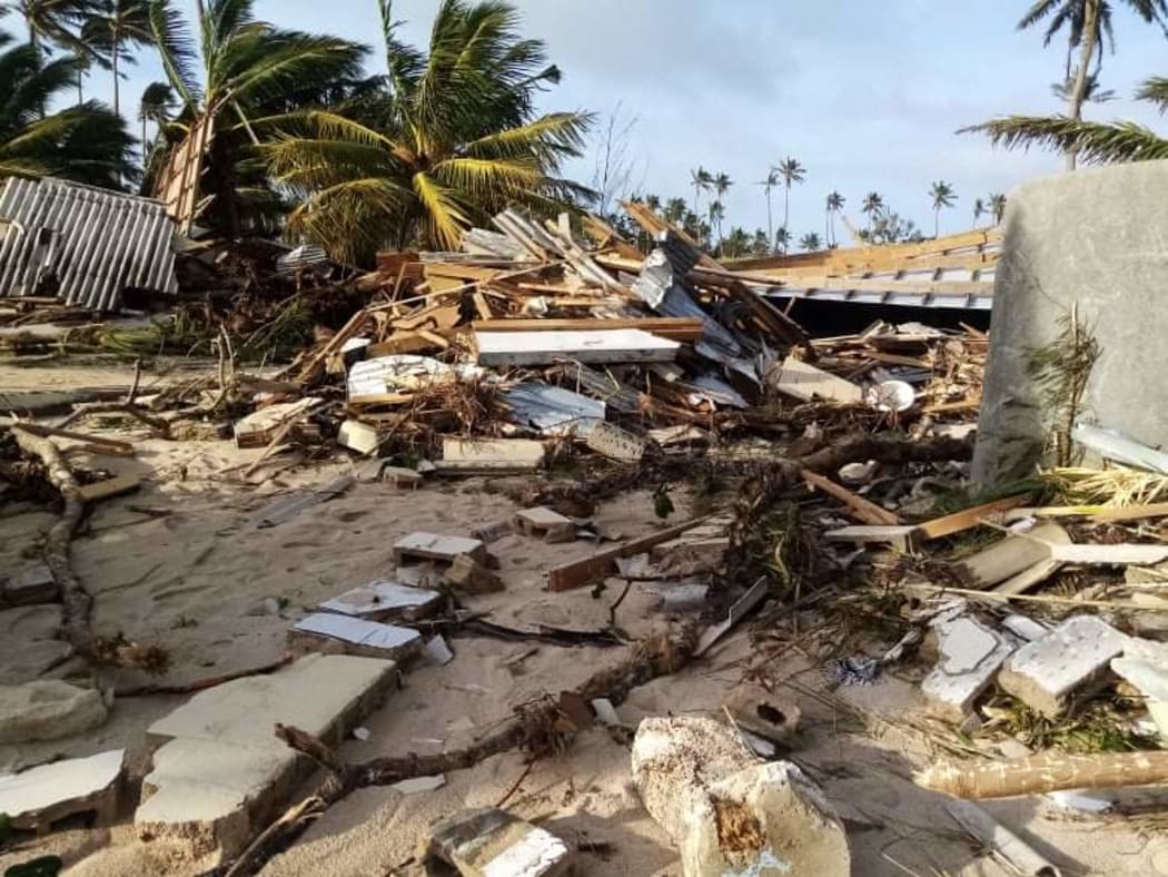 Whitesands Beach Resort in Ha'utu in ruins post-Cyclone Harold