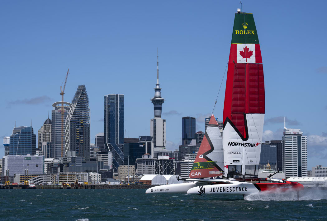 Canada NorthStar team training ahead of the SailGP 2025 Championship in Auckland.