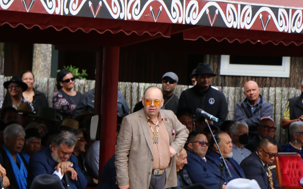Paraone Gloyne was the first kaikōrero on hau kainga side at the national Hui-ā-Iwi at Tūrangawaewae Marae in Ngāruawāhia.
