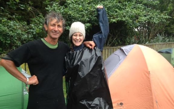 WOMAD fans Grant Williams and daughter Alice were ready for a downpour.