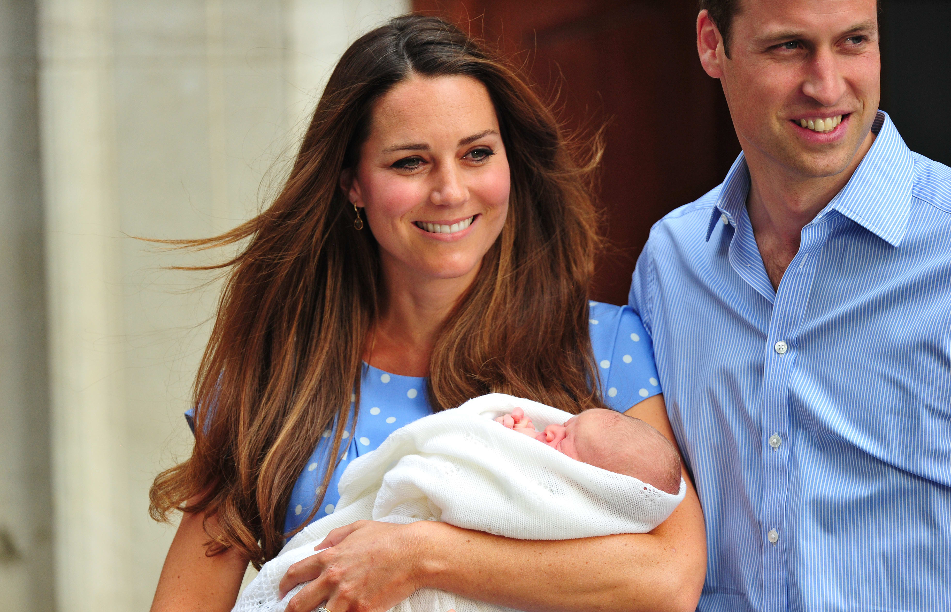 Prince William and Catherine, Duchess of Cambridge outside the Lindo Wing of St Mary's Hospital in London on July 23, 2013.