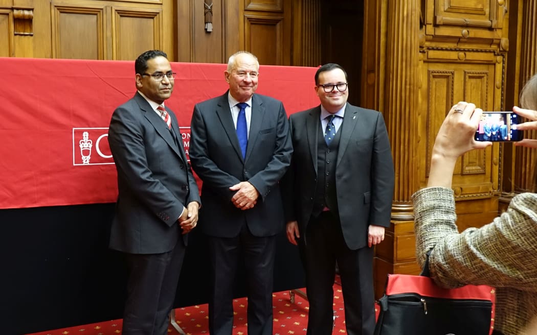 Commonwealth Parliamentary Association Secretary-General Akbar Khan, former Commonwealth Secretary-General  Sir Don McKinnon and CPA Pacific Region Representative Paul Foster-Bell MP.