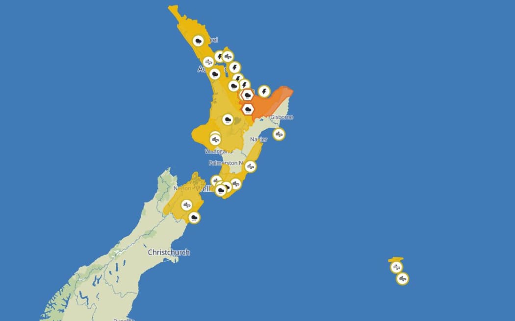 MetService has issued weather warnings and watches for much of the North Island on Wednesday.