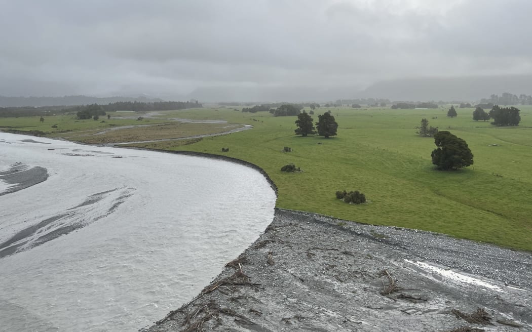Fresh erosion in June from the Waiho River at Franz Dairies, about 9km west of Franz Josef township. The Waiho Flat farming district remains in limbo over its future while a decision is made on fully funding the original $24M Waiho protection scheme.