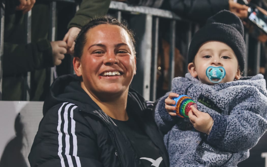 Awhina Tangen Wainohu and her son Hipirini.