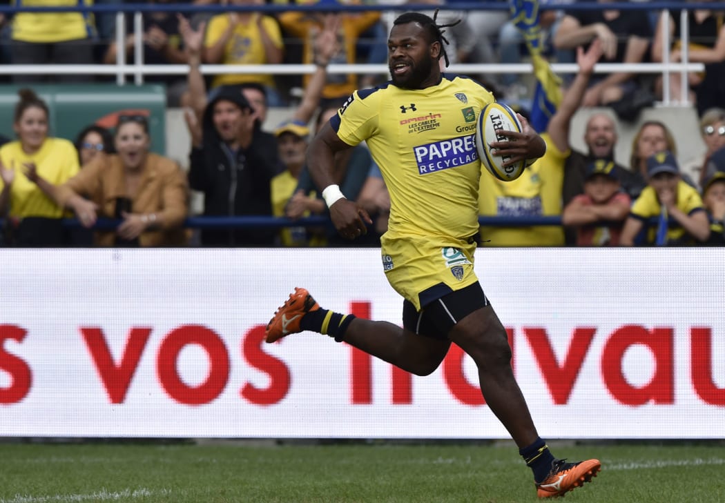 Clermont's Alivereti Raka scores a try against Agen in August.