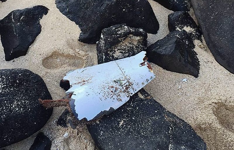 Aircraft debris, suspected to be part of the missing MH370 Malaysian airlines plane, found at the Gris Gris public beach near Souillac, in the southern part of Mauritius Island on May 24.