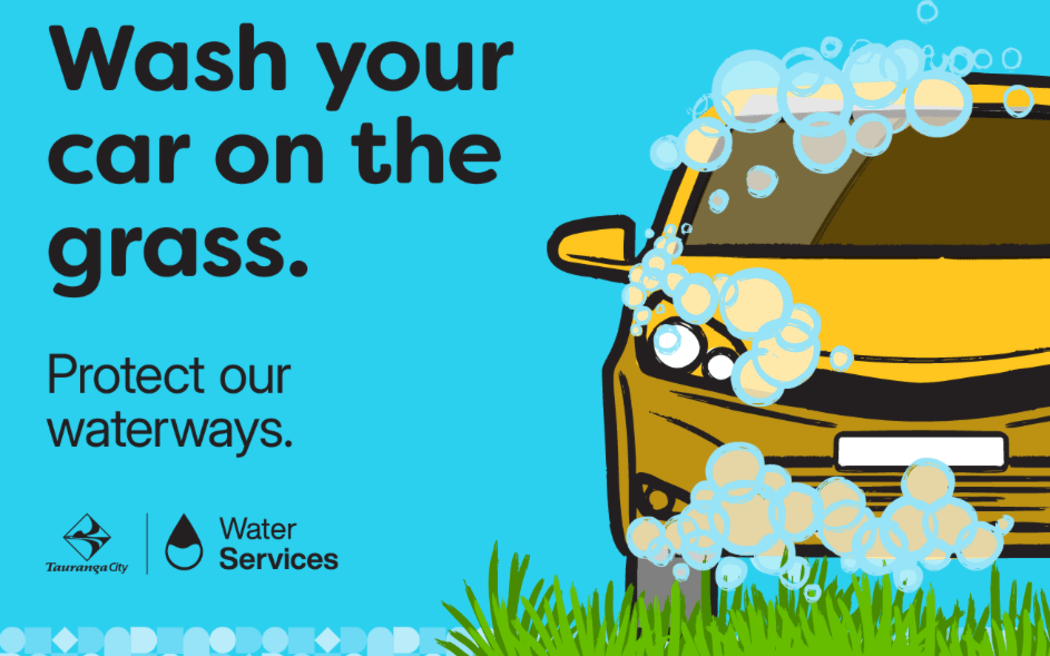 Tauranga City Council uses billboards to raise awareness about reducing pollution to waterways.