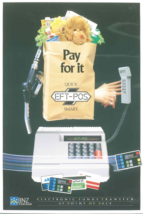 A poster advertising EFTPOS. The caption reads "pay for it."