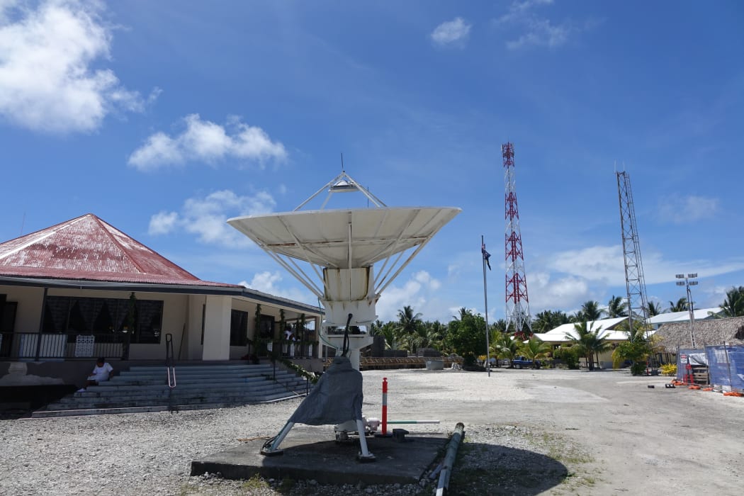 Satellite dish in Atafu, Tokelau.