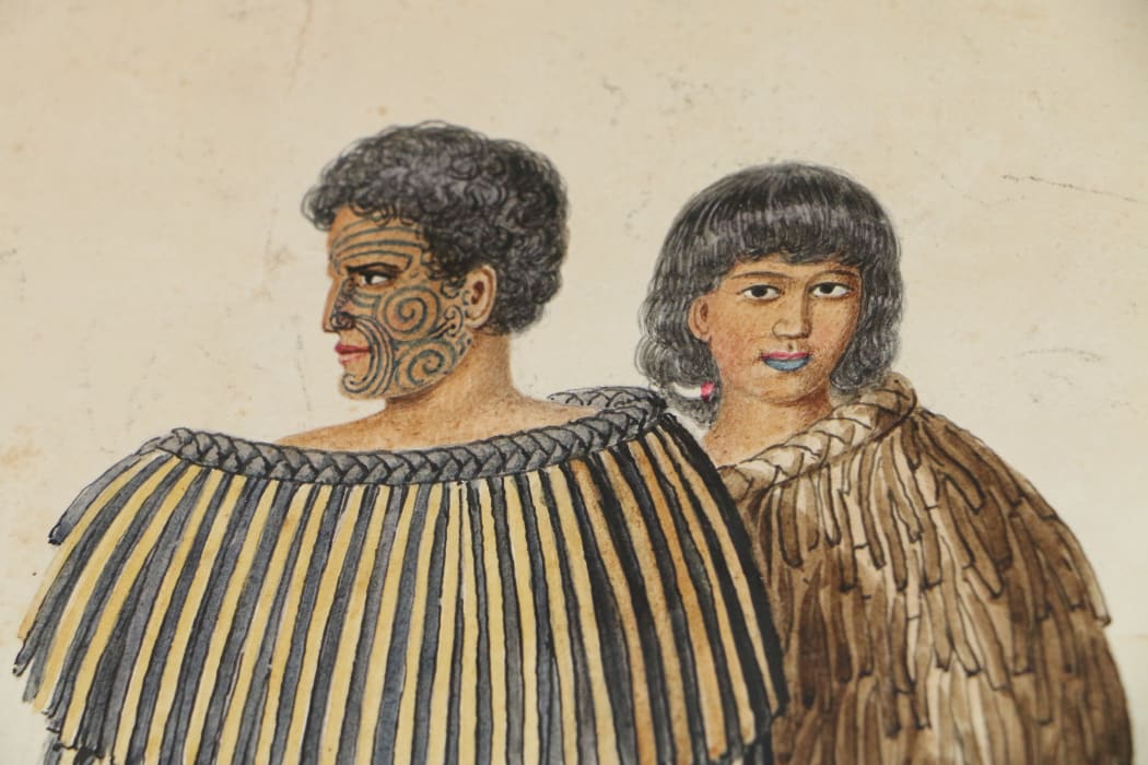 Potrait of Hōne Heke and his wife Hariata Rongo by artist Joseph Merrett (from a private collection).