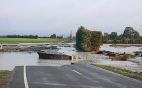 Thompsons Track in Mid Canterbury was washed out by floods after days of heavy rainfall.