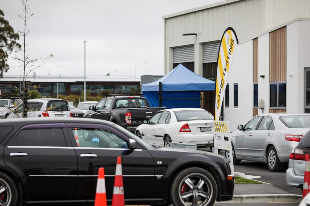 The Orchard Road testing centre after a positive case of Covid-19 was announced in Christchurch.
