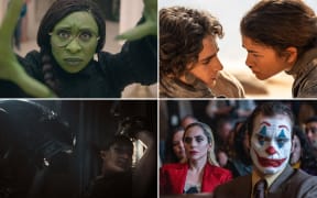 A composite image of four movies (clockwise from top left), including Wicked, Dune: Part Two, Joker: Folie à Deux, and Alien Romulus.