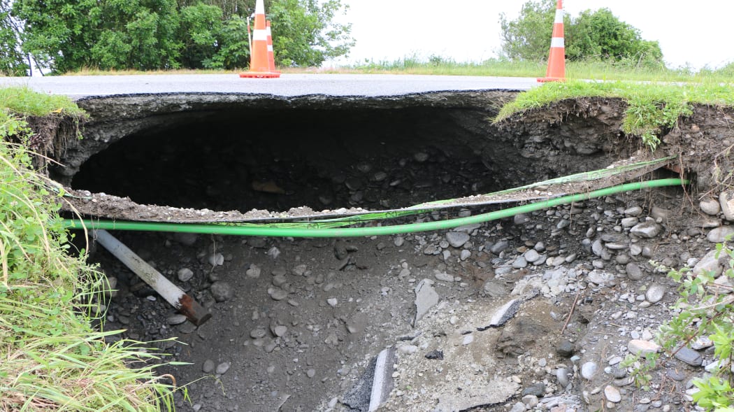 Road damage to State Highway 6