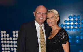 Martine Crowe and wife Lorraine Downes in April 2015.