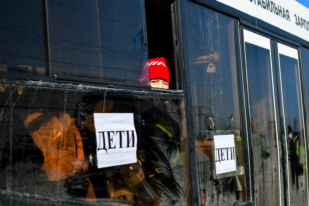 Civilians trapped in the city under Russian attacks, are evacuated from Mariupol to Zaporizhia, Ukraine on March 19, 2022.